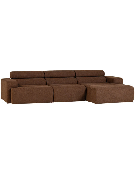 Canapé chaise longue droite Novi tissu bouclé moka woood