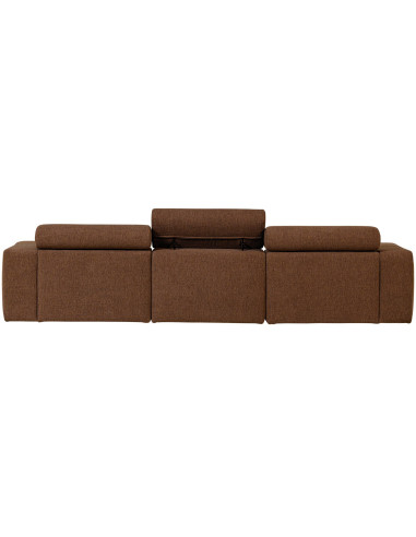 Canapé chaise longue droite Novi tissu bouclé moka woood
