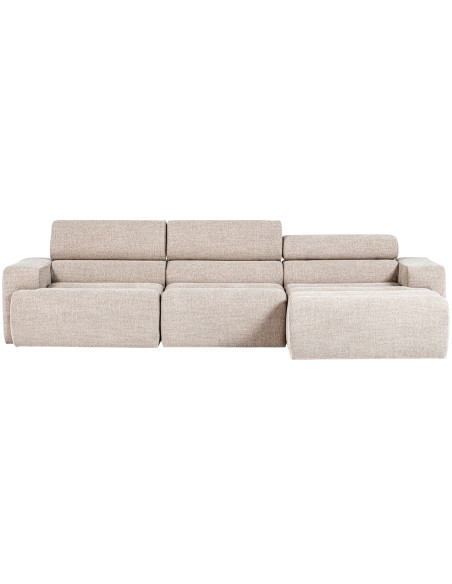 Canapé chaise longue droite Novi tissu bouclé naturel woood
