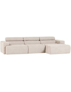 Canapé chaise longue droite Novi tissu bouclé naturel woood 2