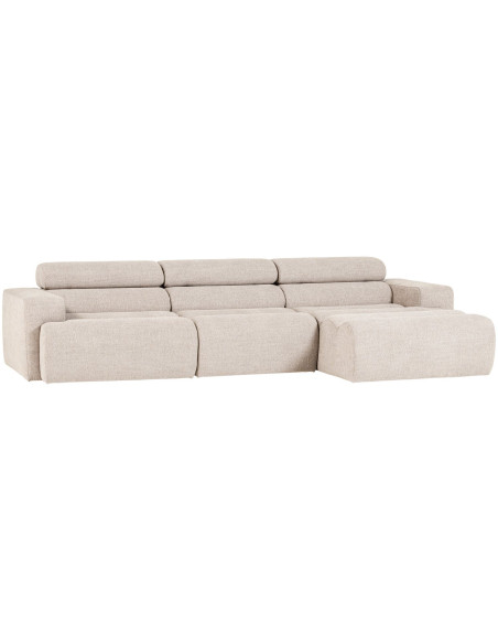 Canapé chaise longue droite Novi tissu bouclé naturel woood