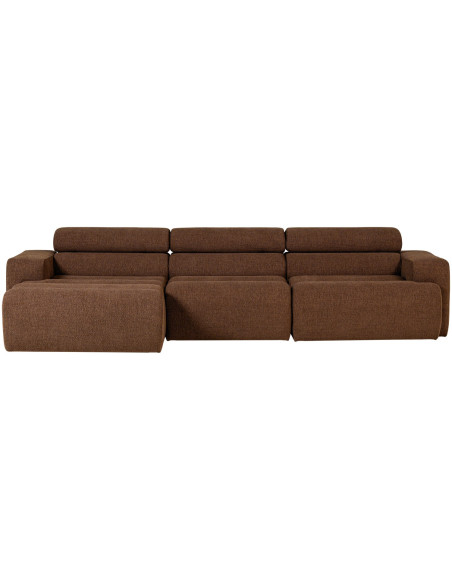 Canapé chaise longue gauche Novi tissu bouclé moka woood