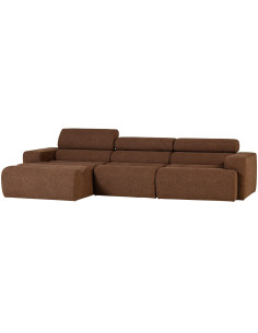 Canapé chaise longue gauche Novi tissu bouclé moka woood 2