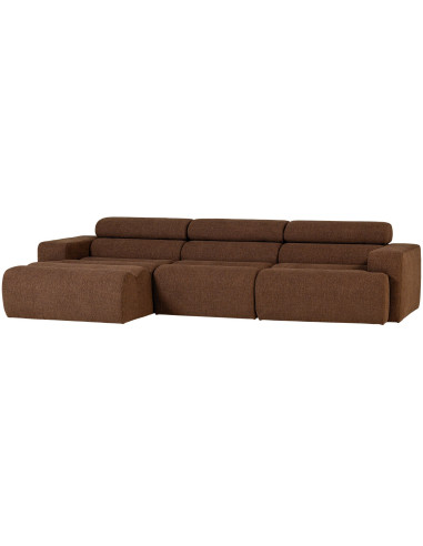 Canapé chaise longue gauche Novi tissu bouclé moka woood