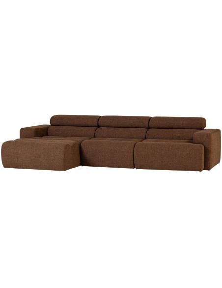 Canapé chaise longue gauche Novi tissu bouclé moka woood