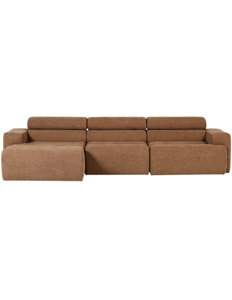 Canapé chaise longue gauche Novi tissu bouclé moka woood