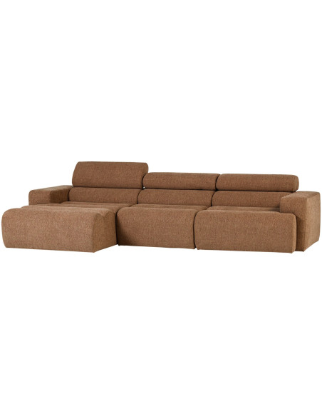 Canapé chaise longue gauche Novi tissu bouclé moka woood