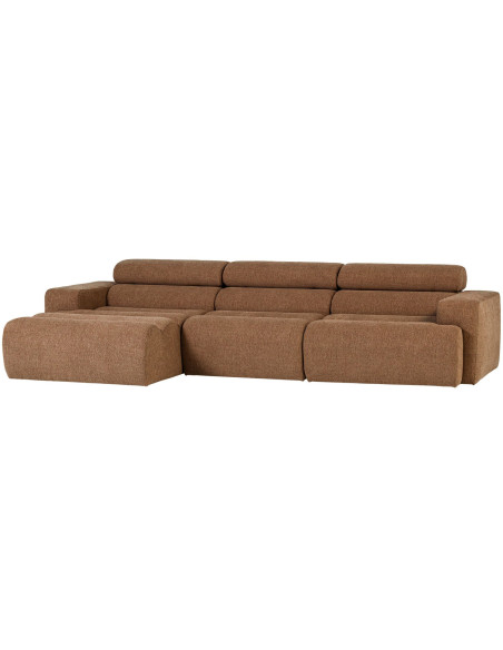Canapé chaise longue gauche Novi tissu bouclé moka woood