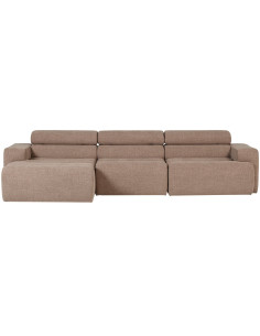 Canapé chaise longue gauche Novi tissu bouclé taupe woood
