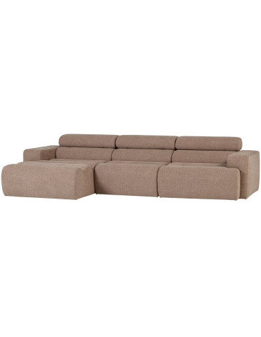 Canapé chaise longue gauche Novi tissu bouclé taupe woood
