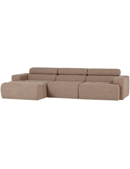 Canapé chaise longue gauche Novi tissu bouclé taupe woood