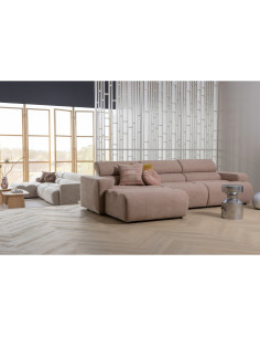 Canapé chaise longue gauche Novi tissu bouclé taupe woood 2