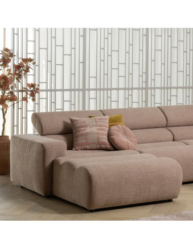 Canapé chaise longue gauche Novi tissu bouclé taupe woood
