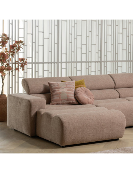 Canapé chaise longue gauche Novi tissu bouclé taupe woood