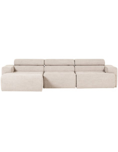 Canapé chaise longue gauche Novi tissu bouclé naturel woood