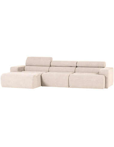 Canapé chaise longue gauche Novi tissu bouclé naturel woood