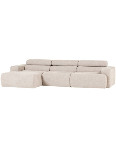 Canapé chaise longue gauche Novi tissu bouclé naturel woood