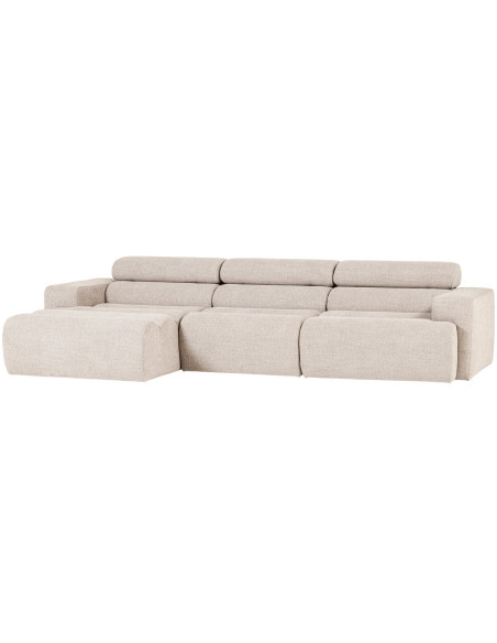 Canapé chaise longue gauche Novi tissu bouclé naturel woood