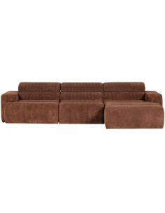 Canapé chaise longue droite Novi tissu côtelé terra woood