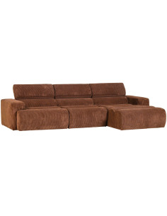 Canapé chaise longue droite Novi tissu côtelé terra woood 2