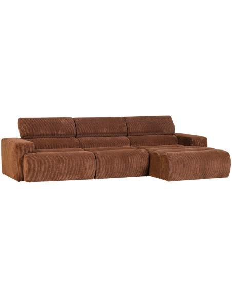 Canapé chaise longue droite Novi tissu côtelé terra woood