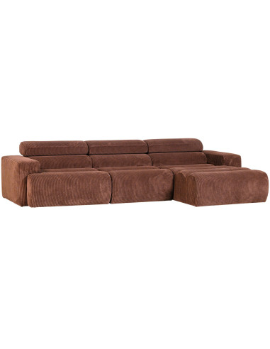 Canapé chaise longue droite Novi tissu côtelé terra woood