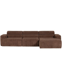 Canapé chaise longue droite Novi tissu côtelé terra woood