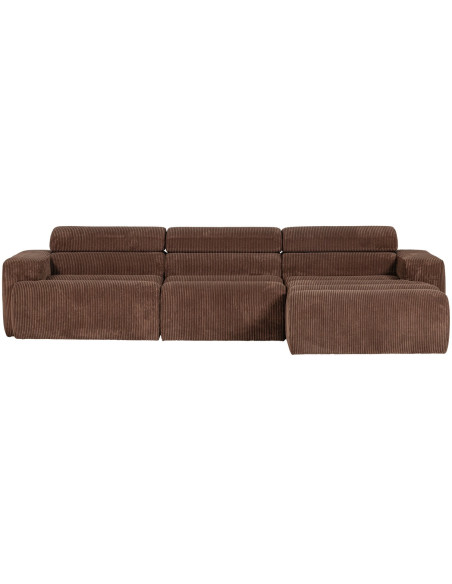 Canapé chaise longue droite Novi tissu côtelé terra woood