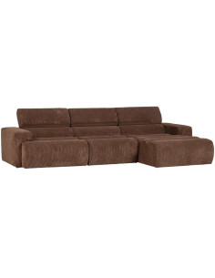 Canapé chaise longue droite Novi tissu côtelé terra woood 2