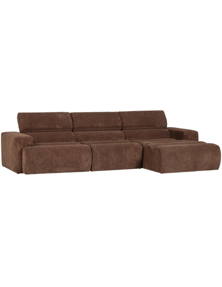 Canapé chaise longue droite Novi tissu côtelé terra woood