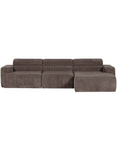 Canapé chaise longue droite Novi tissu côtelé gris woood