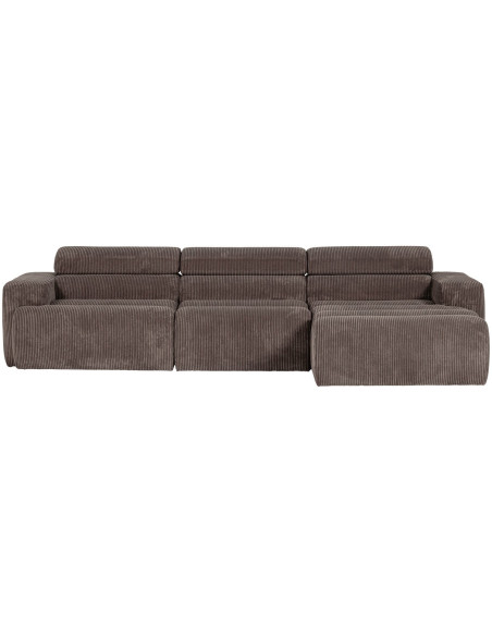 Canapé chaise longue droite Novi tissu côtelé gris woood