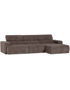 Canapé chaise longue droite Novi tissu côtelé gris woood 2