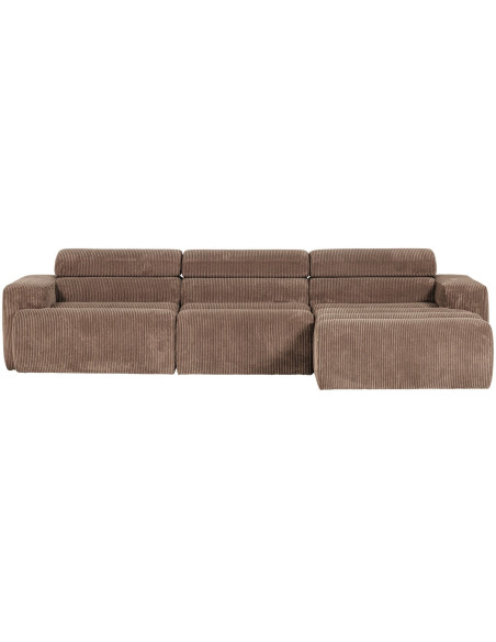 Canapé chaise longue droite Novi tissu côtelé taupe woood