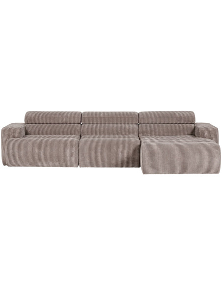 Canapé chaise longue droite Novi tissu côtelé naturel woood