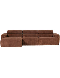 Canapé chaise longue droite Novi tissu côtelé terra woood