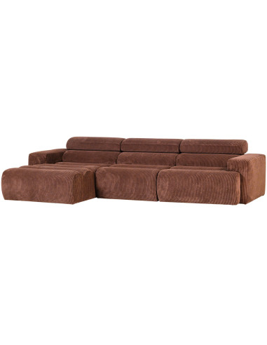 Canapé chaise longue droite Novi tissu côtelé terra woood