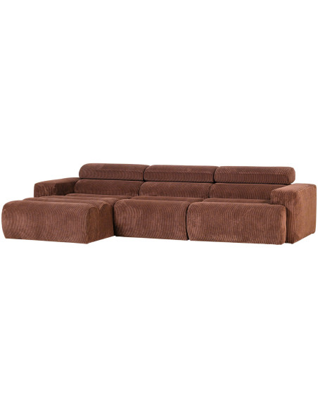 Canapé chaise longue droite Novi tissu côtelé terra woood