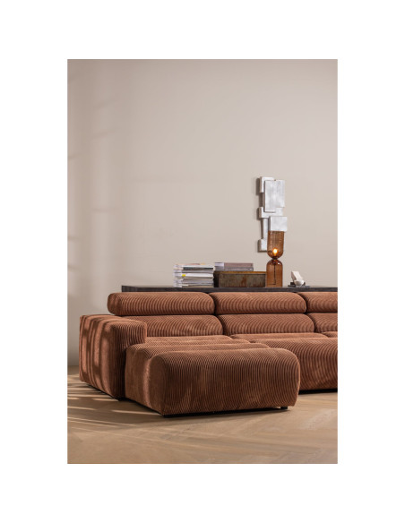 Canapé chaise longue droite Novi tissu côtelé terra woood