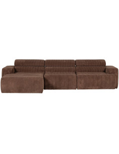 Canapé chaise longue gauche Novi tissu côtelé terra woood