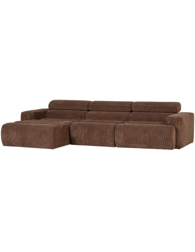 Canapé chaise longue gauche Novi tissu côtelé terra woood