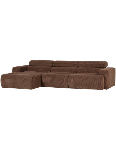 Canapé chaise longue gauche Novi tissu côtelé terra woood
