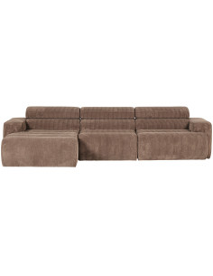 Canapé chaise longue gauche Novi tissu côtelé taupe woood