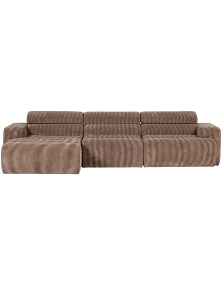 Canapé chaise longue gauche Novi tissu côtelé taupe woood