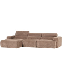 Canapé chaise longue gauche Novi tissu côtelé taupe woood 2