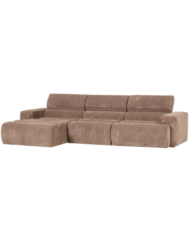 Canapé chaise longue gauche Novi tissu côtelé taupe woood