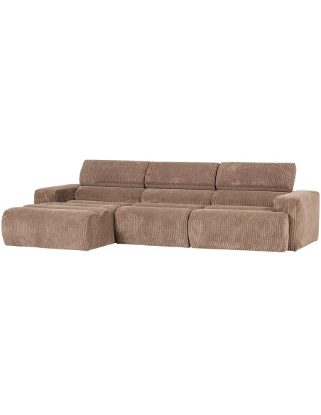 Canapé chaise longue gauche Novi tissu côtelé taupe woood