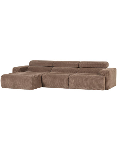 Canapé chaise longue gauche Novi tissu côtelé taupe woood