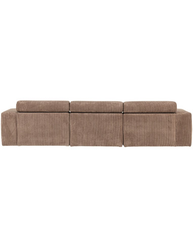 Canapé chaise longue gauche Novi tissu côtelé taupe woood