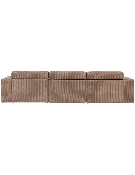 Canapé chaise longue gauche Novi tissu côtelé taupe woood